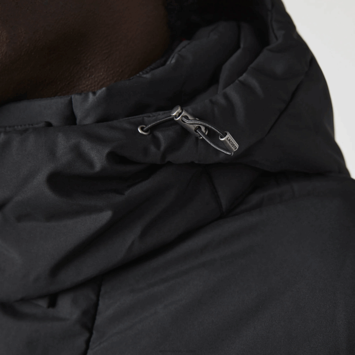 crna 031 6H4B1317 muškarci Lacoste dugi pufer kaput s odvojivom kapuljačom