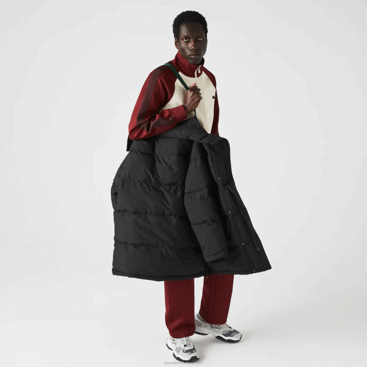 crna 031 6H4B1317 muškarci Lacoste dugi pufer kaput s odvojivom kapuljačom