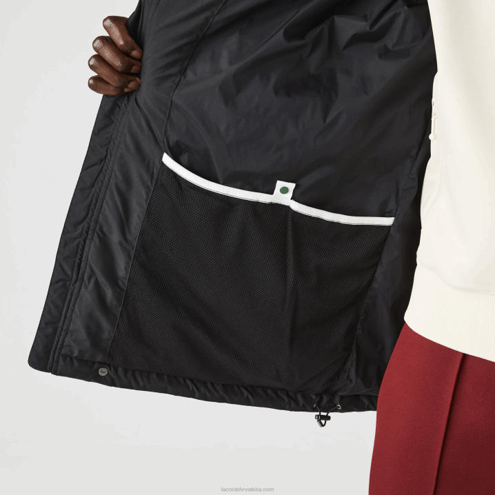 crna 031 6H4B1317 muškarci Lacoste dugi pufer kaput s odvojivom kapuljačom