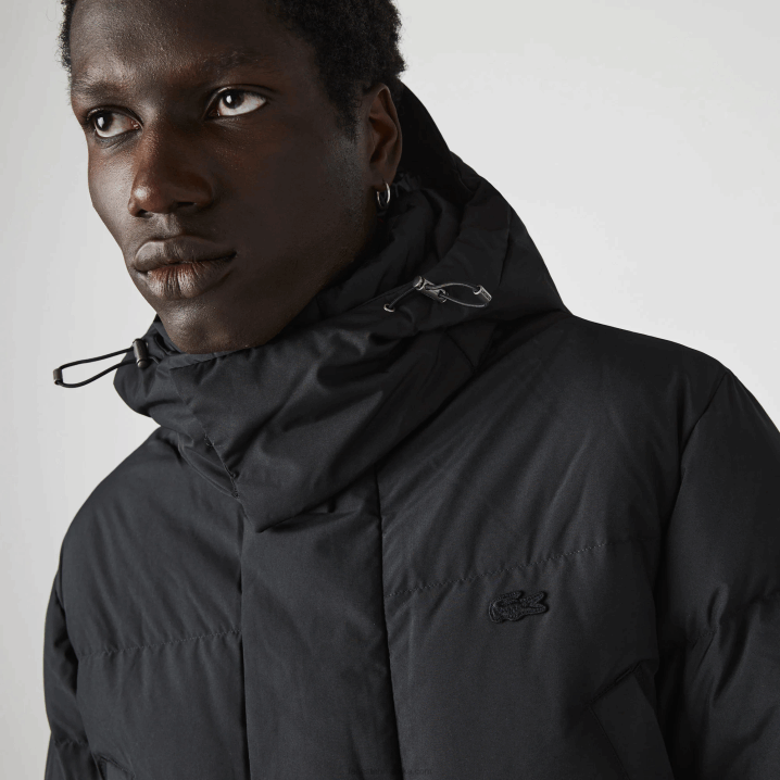 crna 031 6H4B1317 muškarci Lacoste dugi pufer kaput s odvojivom kapuljačom
