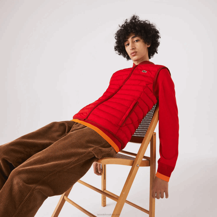 crvena 240 6H4B1288 muškarci Lacoste lagani sklopivi vodootporan pufer kaput