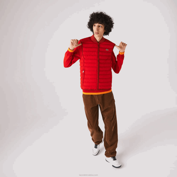 crvena 240 6H4B1288 muškarci Lacoste lagani sklopivi vodootporan pufer kaput