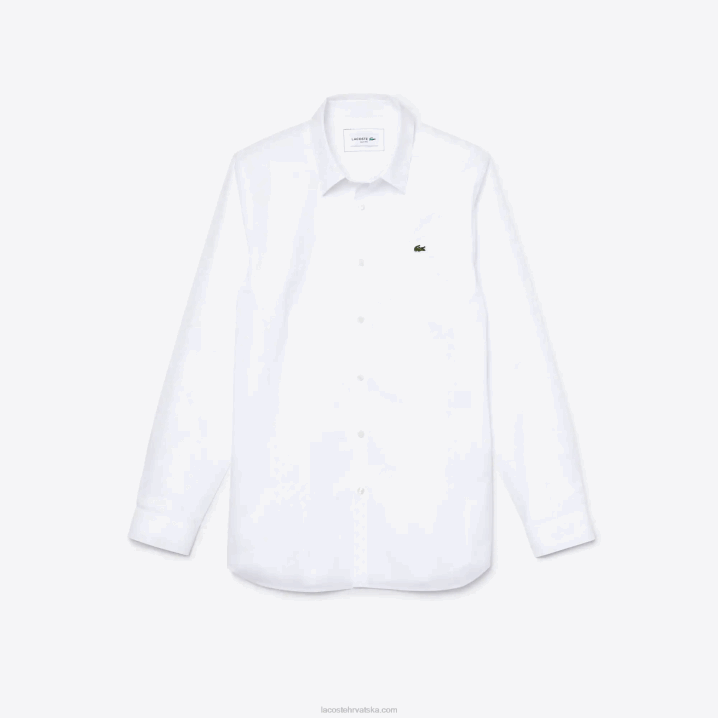 bijela 001 6H4B1488 muškarci Lacoste uska košulja od rastezljivog pamučnog poplina