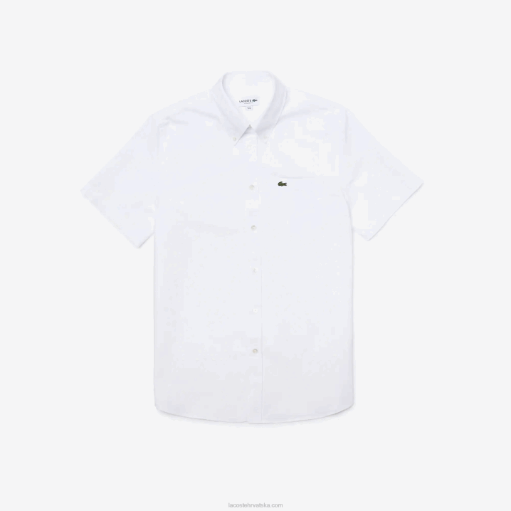 bijela 001 6H4B1526 muškarci Lacoste pamučna oksfordska košulja uobičajenog kroja