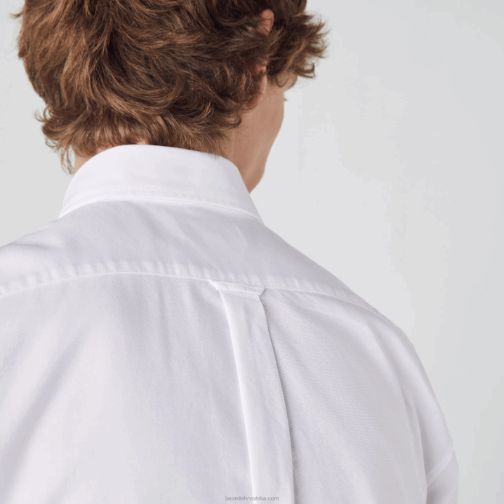 bijela 001 6H4B1526 muškarci Lacoste pamučna oksfordska košulja uobičajenog kroja