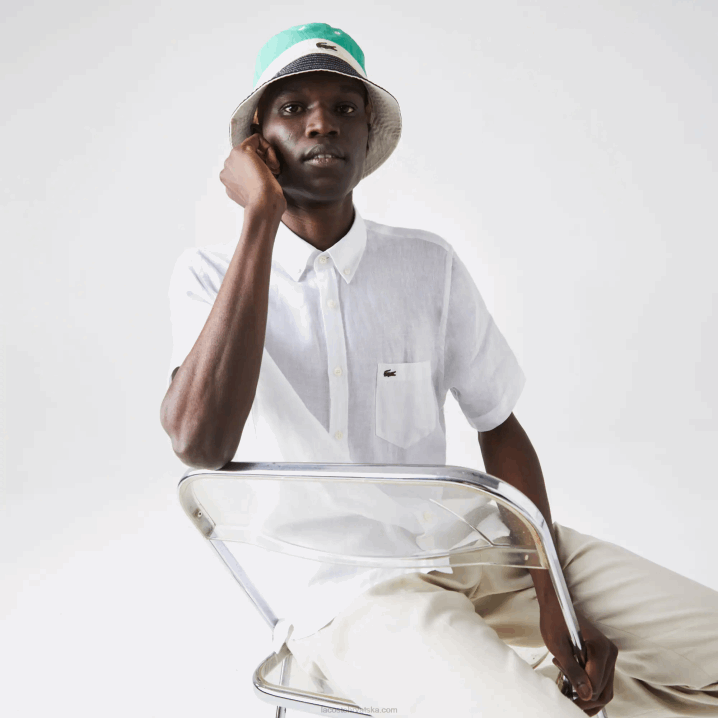 bijela 001 6H4B1646 muškarci Lacoste regular fit lanena košulja