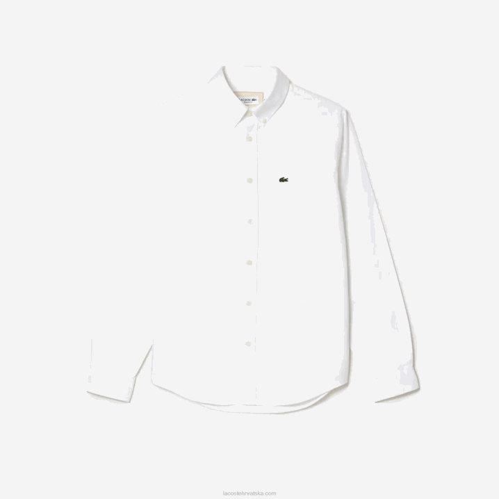 bijela 001 6H4B506 muškarci Lacoste oksfordska pamučna košulja s ovratnikom s gumbima