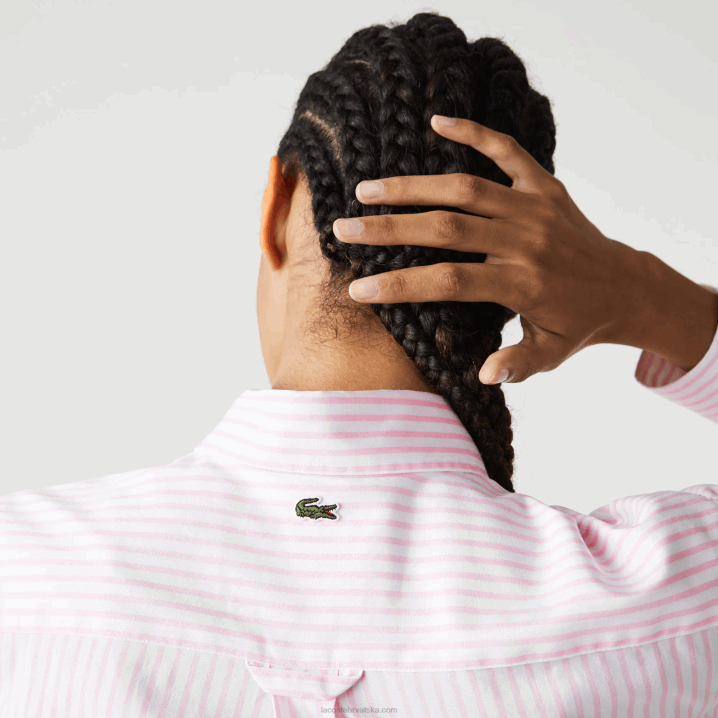 bijela svijetlo roza 7fd 6H4B412 muškarci Lacoste velika krokodil pamučna košulja opuštenog kroja