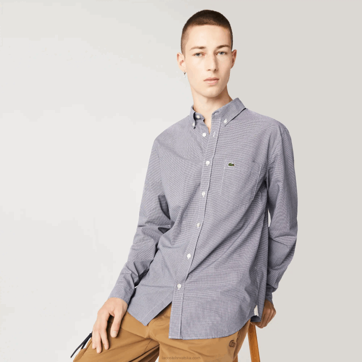bijela tamnoplava 522 6H4B1485 muškarci Lacoste pamučna poplin košulja standardnog kroja