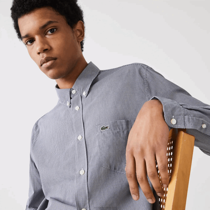 bijela tamnoplava 522 6H4B1485 muškarci Lacoste pamučna poplin košulja standardnog kroja
