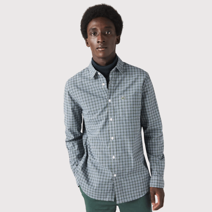 bijelo crno zeleno tav 6H4B1609 muškarci Lacoste majica regularnog kroja s kariranim printom