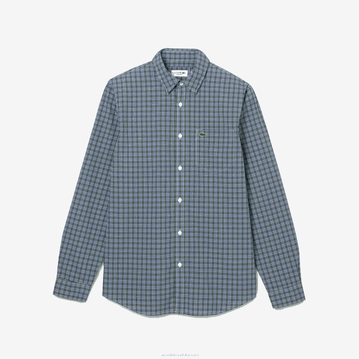 bijelo crno zeleno tav 6H4B1609 muškarci Lacoste majica regularnog kroja s kariranim printom