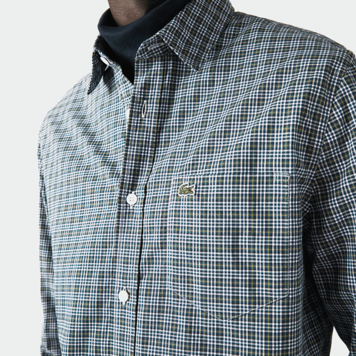 bijelo crno zeleno tav 6H4B1609 muškarci Lacoste majica regularnog kroja s kariranim printom