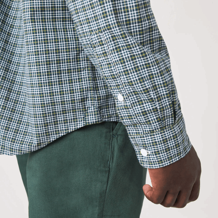 bijelo crno zeleno tav 6H4B1609 muškarci Lacoste majica regularnog kroja s kariranim printom