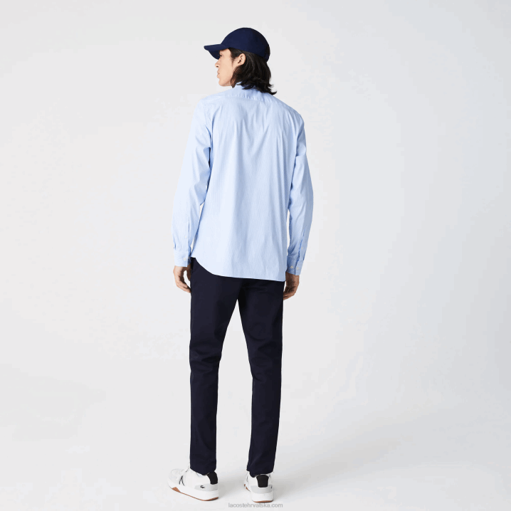 bijelo plava f6z 6H4B400 muškarci Lacoste uska prugasta košulja od popelina