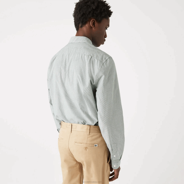 bijelo zelena 737 6H4B1486 muškarci Lacoste pamučna poplin košulja standardnog kroja