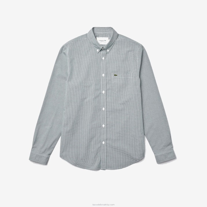bijelo zelena 737 6H4B1486 muškarci Lacoste pamučna poplin košulja standardnog kroja