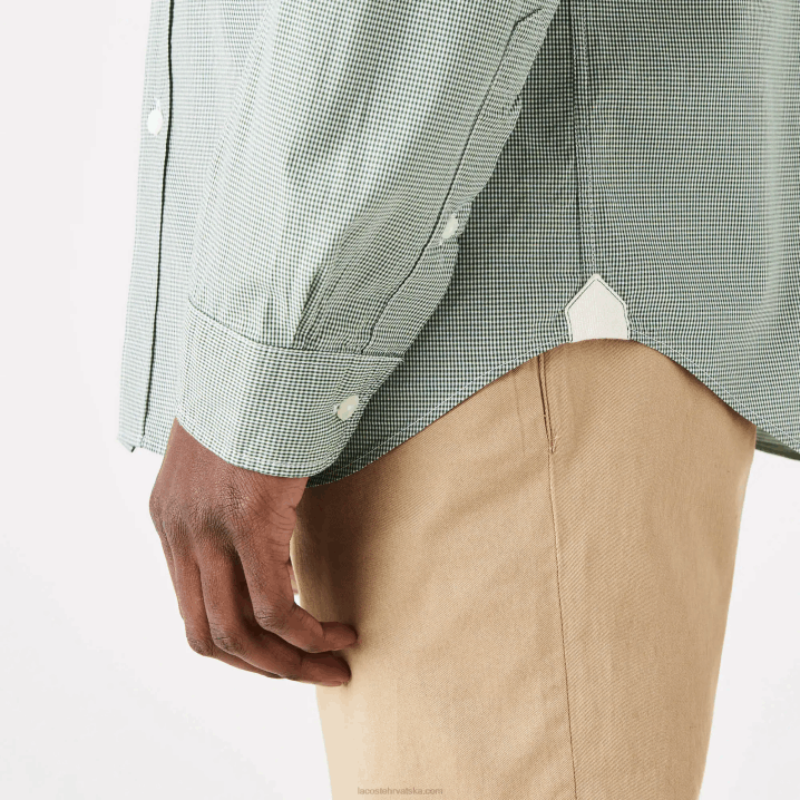 bijelo zelena 737 6H4B1486 muškarci Lacoste pamučna poplin košulja standardnog kroja