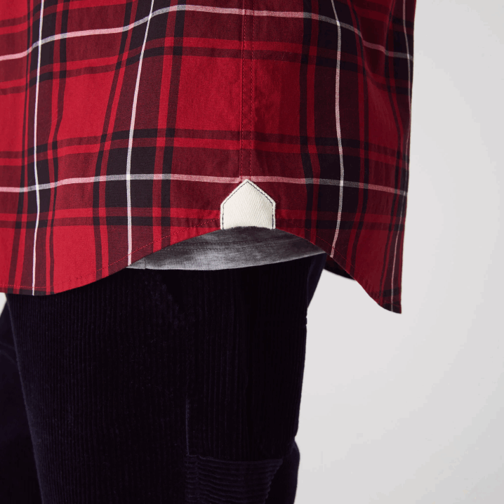 bordo crno bijelo llu 6H4B1612 muškarci Lacoste uska kockasta rastezljiva pamučna popelin košulja