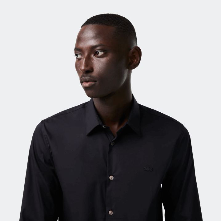 crna 031 6H4B1437 muškarci Lacoste uska pamučna košulja s francuskim ovratnikom