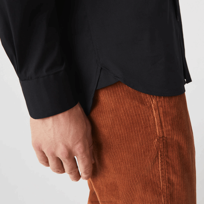 crna 031 6H4B1437 muškarci Lacoste uska pamučna košulja s francuskim ovratnikom