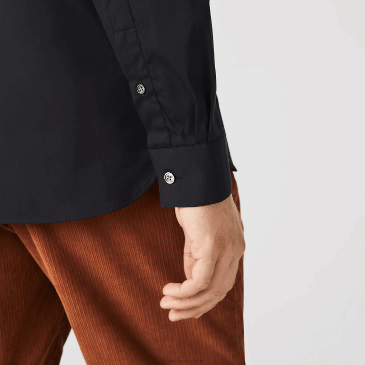 crna 031 6H4B1437 muškarci Lacoste uska pamučna košulja s francuskim ovratnikom