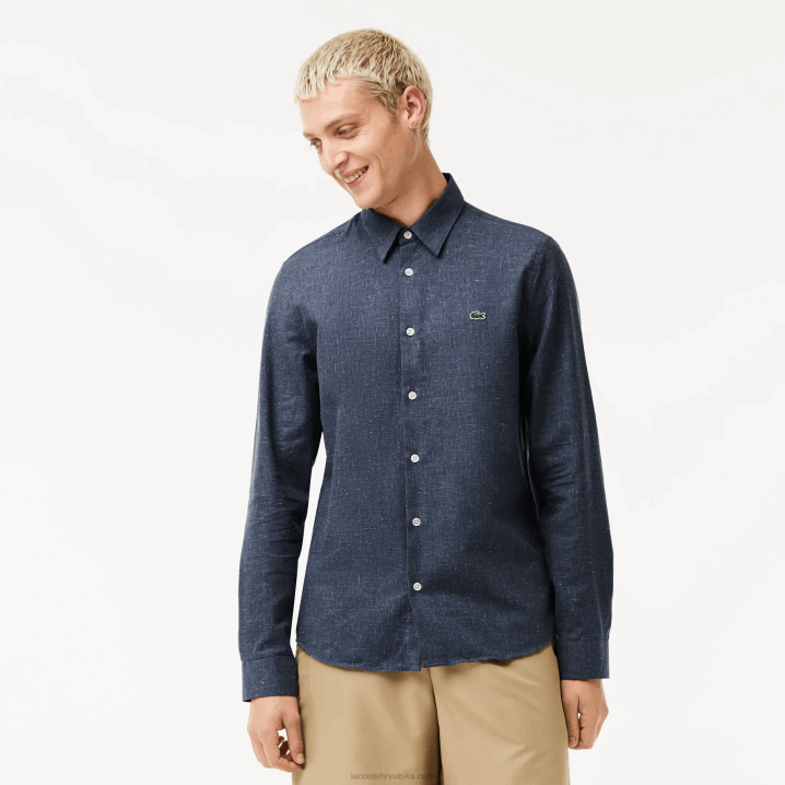 crno/bijelo hhw 6H4B1519 muškarci Lacoste pripijena pamučna chambray košulja