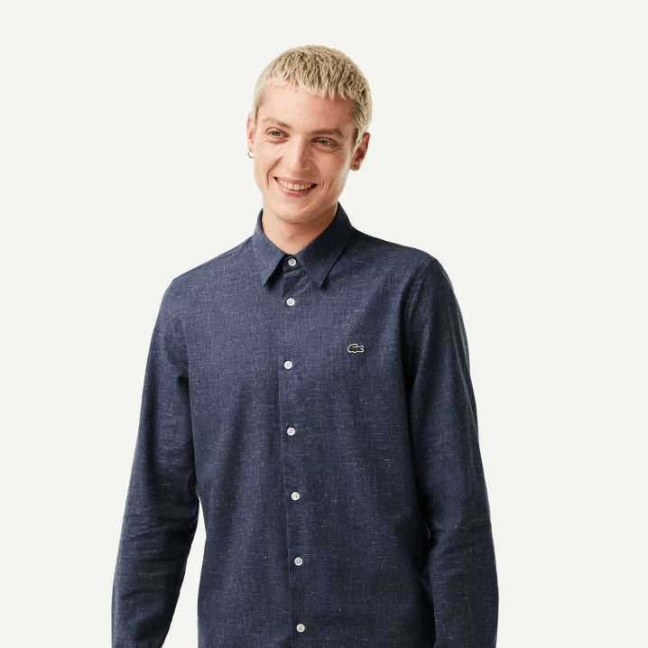 crno/bijelo hhw 6H4B1519 muškarci Lacoste pripijena pamučna chambray košulja