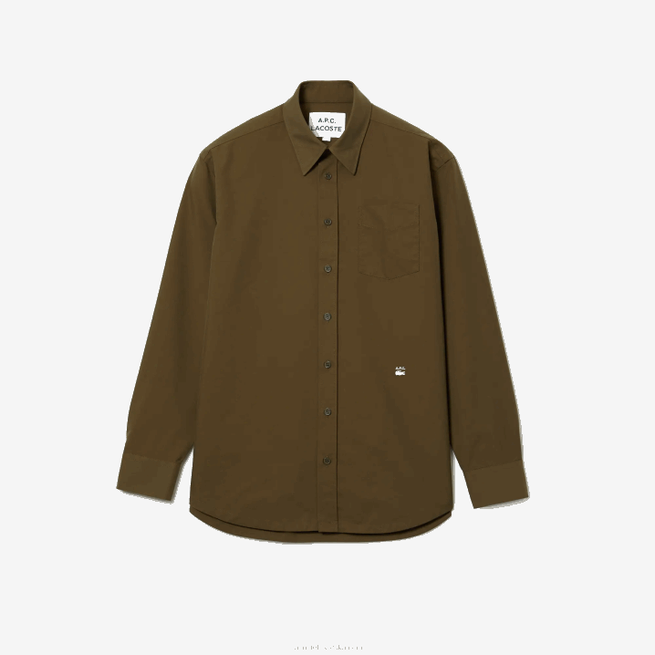 kaki zelena wtw 6H4B1630 muškarcilacoste x a.p.c. pamučna košulja od gabardina