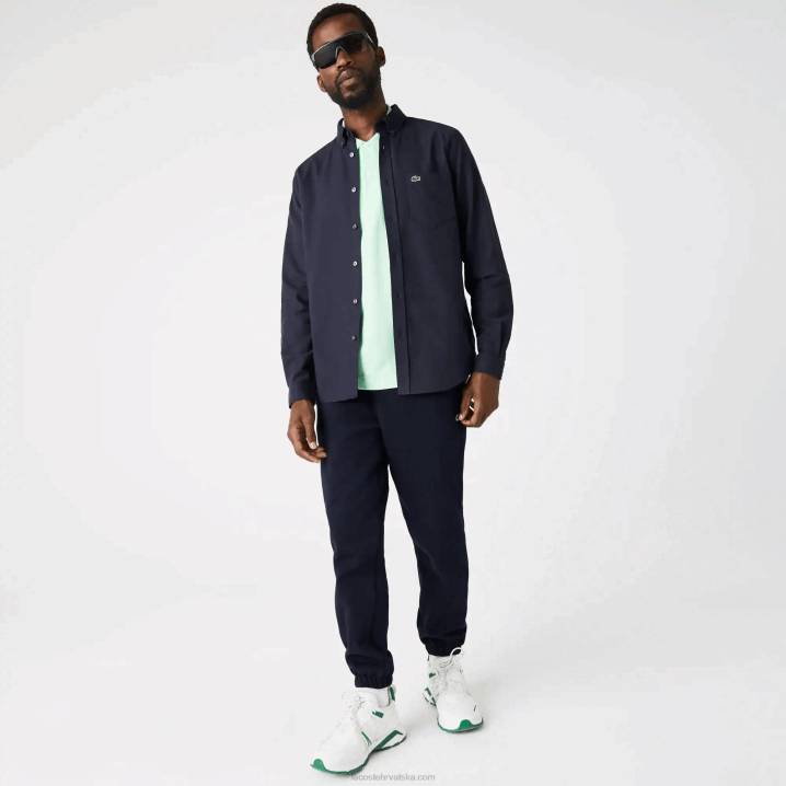 mornarsko plava 423 6H4B507 muškarci Lacoste oksfordska pamučna košulja s ovratnikom s gumbima