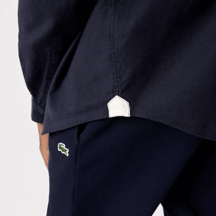 mornarsko plava 423 6H4B507 muškarci Lacoste oksfordska pamučna košulja s ovratnikom s gumbima