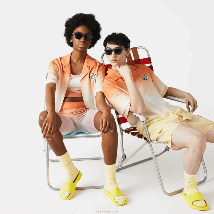 narančasto bijelo žuto z81 6H4B1584 muškarci Lacoste živa opuštena košulja s stupnjevanim printom