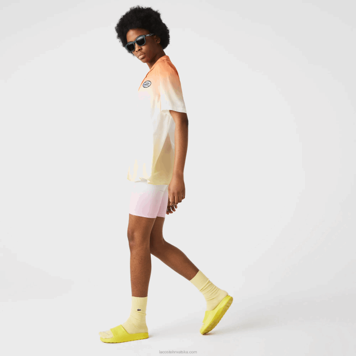 narančasto bijelo žuto z81 6H4B1584 muškarci Lacoste živa opuštena košulja s stupnjevanim printom