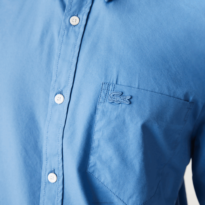 plava 776 6H4B1652 muškarci Lacoste košulja od popelina od mješavine pamuka uobičajenog kroja