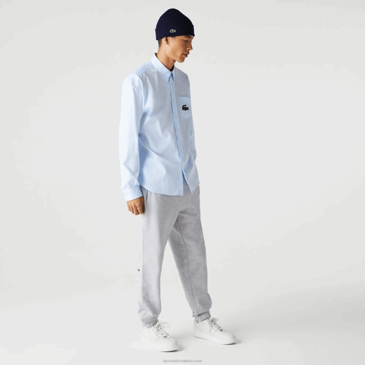 plava gn2 6H4B413 muškarci Lacoste velika krokodil pamučna košulja opuštenog kroja
