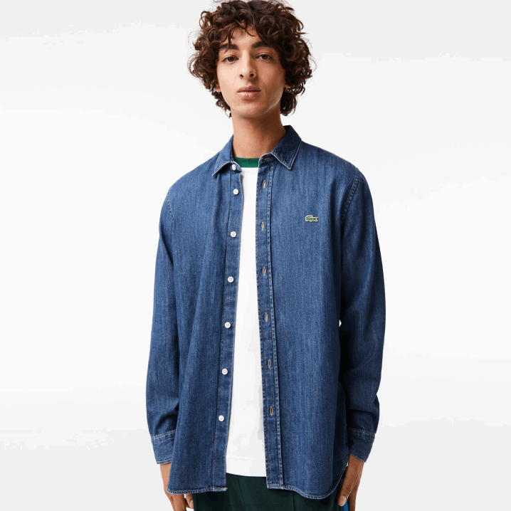 plavi cdz 6H4B1502 muškarci Lacoste redovita traper košulja od organskog pamuka