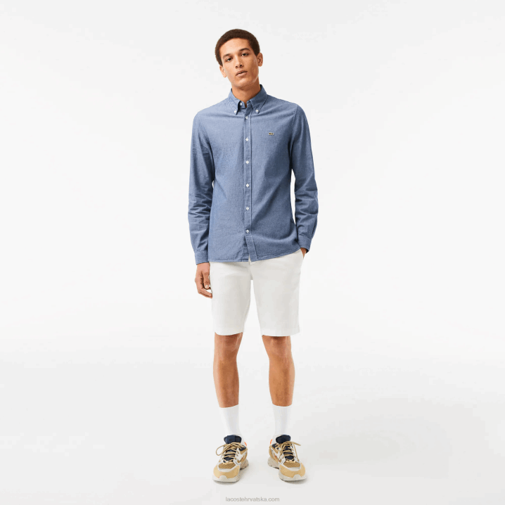 plavi cdz 6H4B1573 muškarci Lacoste pripijena pamučna chambray košulja