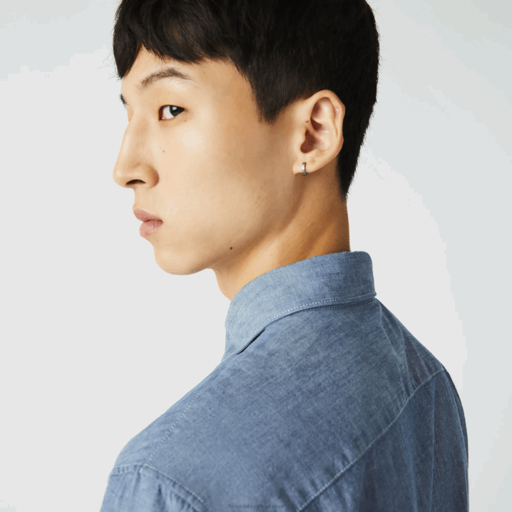 plavi cdz 6H4B1573 muškarci Lacoste pripijena pamučna chambray košulja