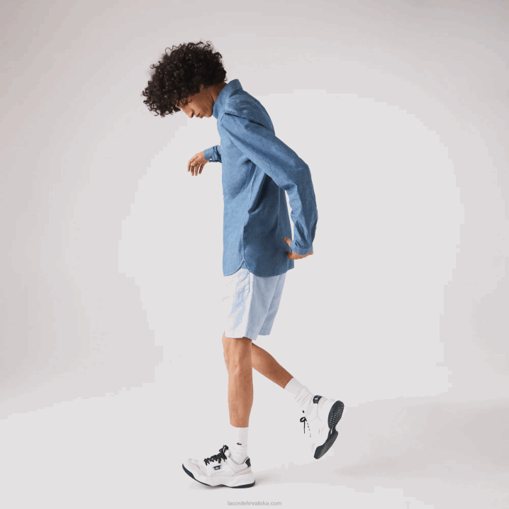 plavi cdz 6H4B1573 muškarci Lacoste pripijena pamučna chambray košulja