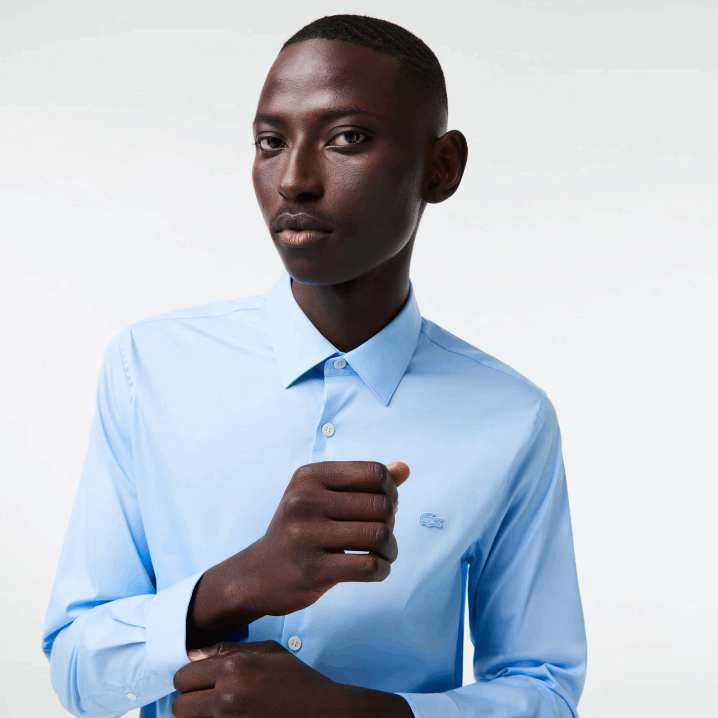 plavi hbp 6H4B1439 muškarci Lacoste uska pamučna košulja s francuskim ovratnikom