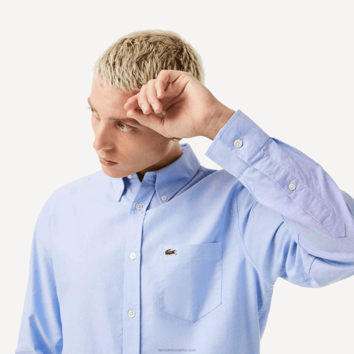 plavi hbp 6H4B1466 muškarci Lacoste pamučna oksfordska košulja uobičajenog kroja