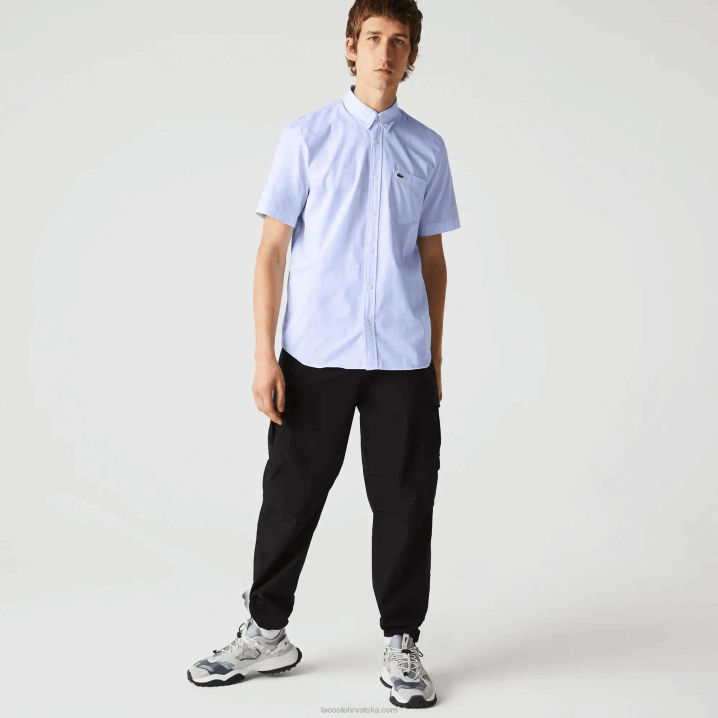plavi hbp 6H4B1527 muškarci Lacoste pamučna oksfordska košulja uobičajenog kroja