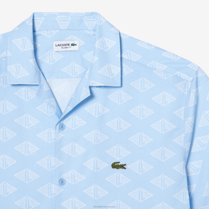 plavo bijelo fv2 6H4B508 muškarci Lacoste majica kratkih rukava s printom monograma