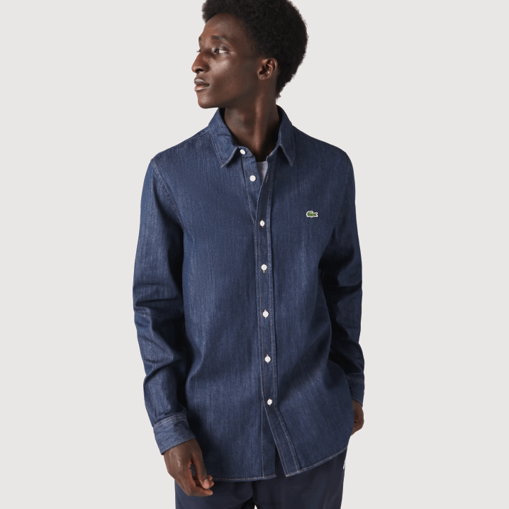 siva qjh 6H4B1503 muškarci Lacoste redovita traper košulja od organskog pamuka