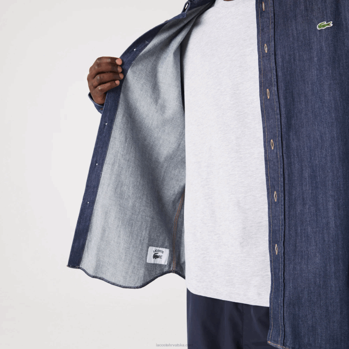 siva qjh 6H4B1503 muškarci Lacoste redovita traper košulja od organskog pamuka