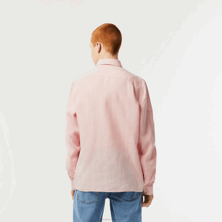 svijetlo ružičasta t03 6H4B470 muškarci Lacoste lanena košulja