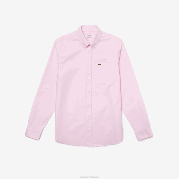 svijetloružičasti ady 6H4B1468 muškarci Lacoste pamučna oksfordska košulja uobičajenog kroja