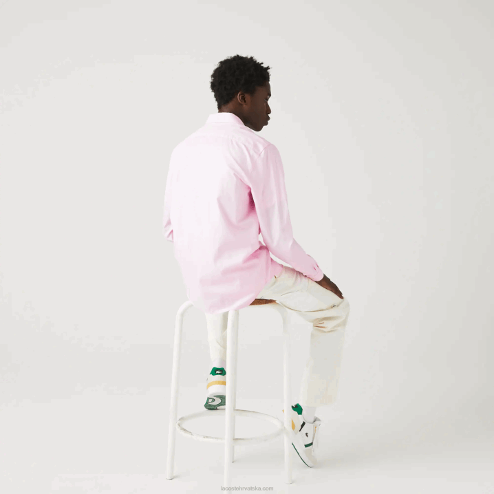 svijetloružičasti ady 6H4B1649 muškarci Lacoste vrhunska pamučna košulja uskog kroja