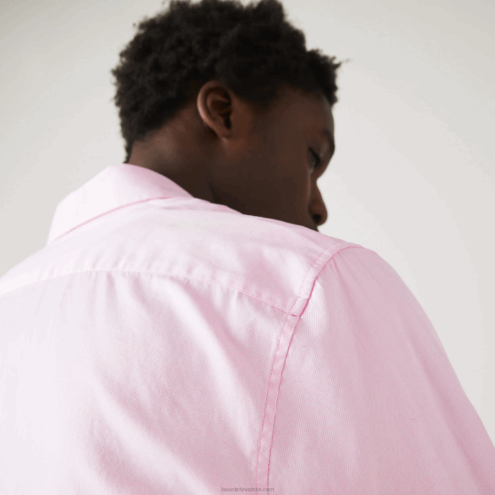 svijetloružičasti ady 6H4B1649 muškarci Lacoste vrhunska pamučna košulja uskog kroja