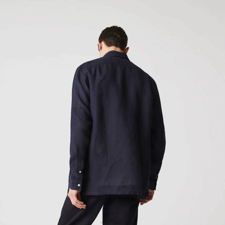 tamnoplava 166 6H4B1650 muškarci Lacoste regular fit lanena košulja
